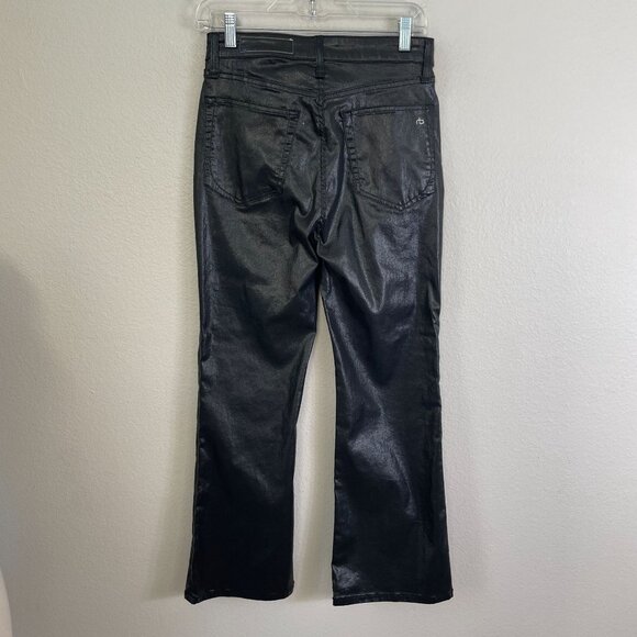 rag & bone Womens 27 Casey High Rise Ankle Flare Jeans Coated Black - Picture 7 of 12